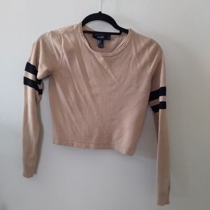 Forever 21 tan long sleeve crop top small